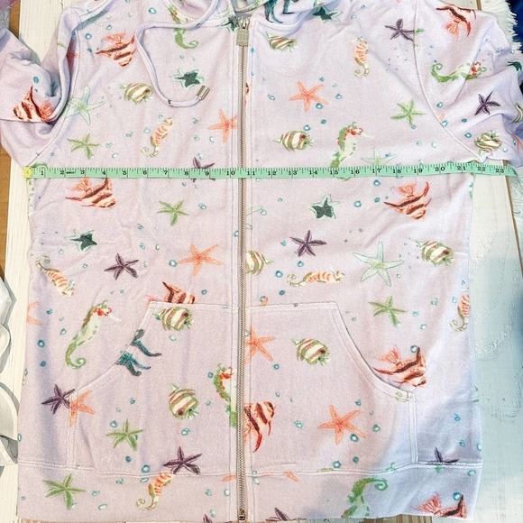 Hill House Purple Sea Creatures Hooded Terry Cloth The Allie Zip Up Size Medium - Picture 7 of 10